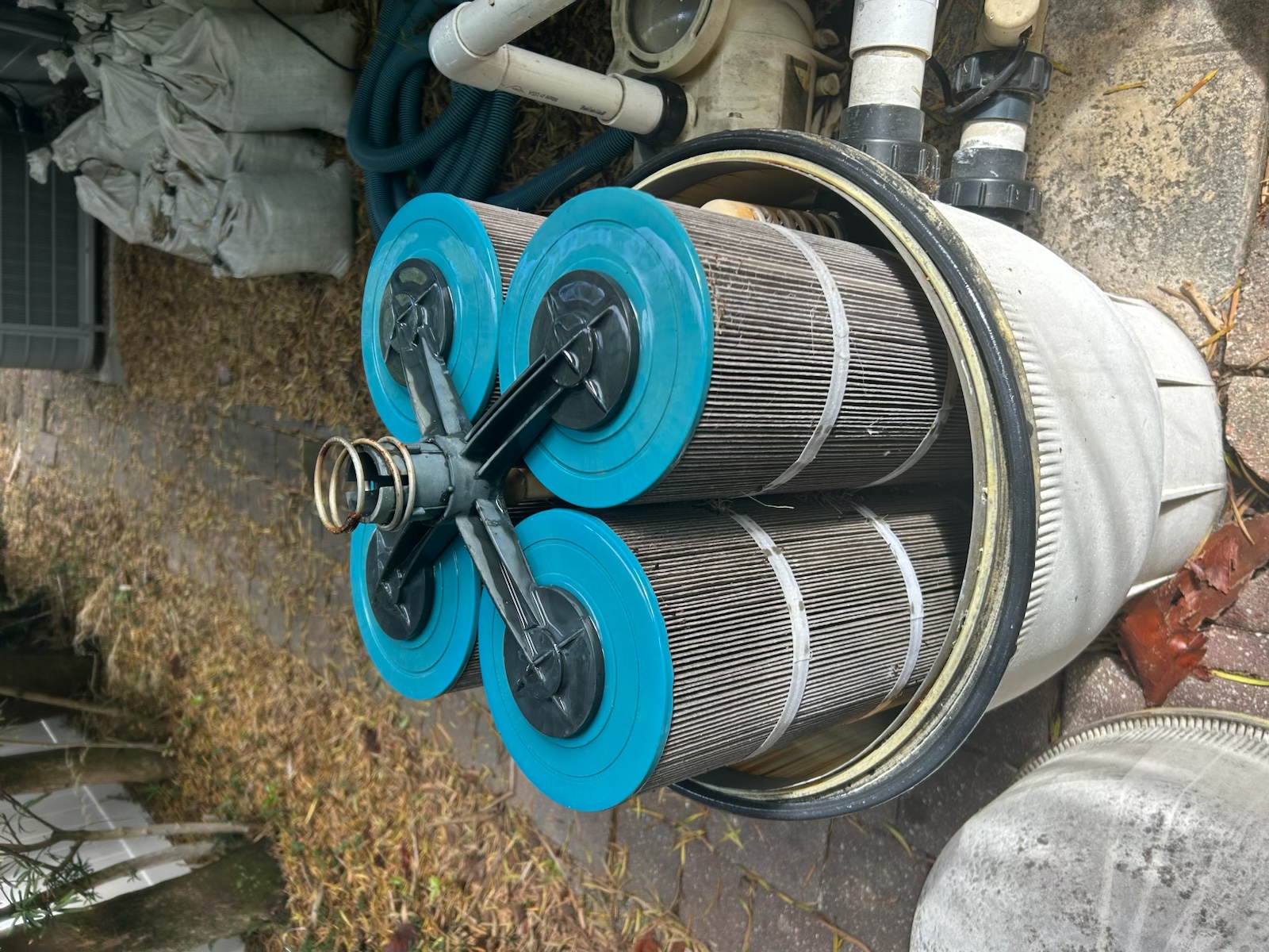 Pool filter cartridge service